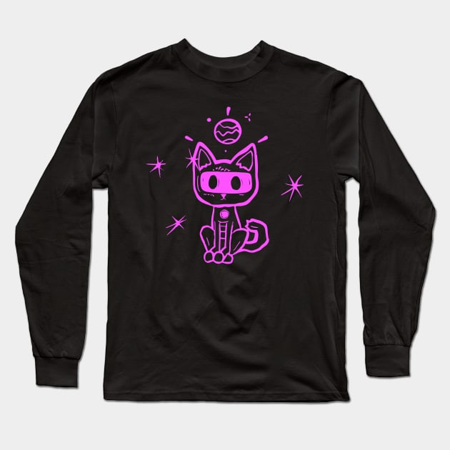 Space Kitty Pink Long Sleeve T-Shirt by Tirsatns Stuff